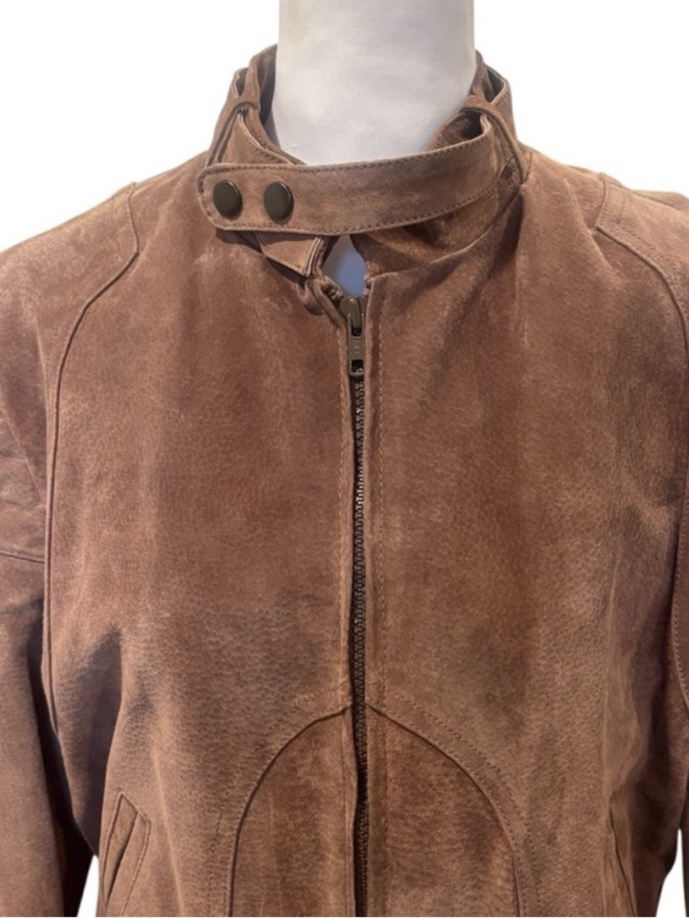 Joie Distressed Leather Moto Jacket Brown Snap Collar Luxe Soft Leather XS/S